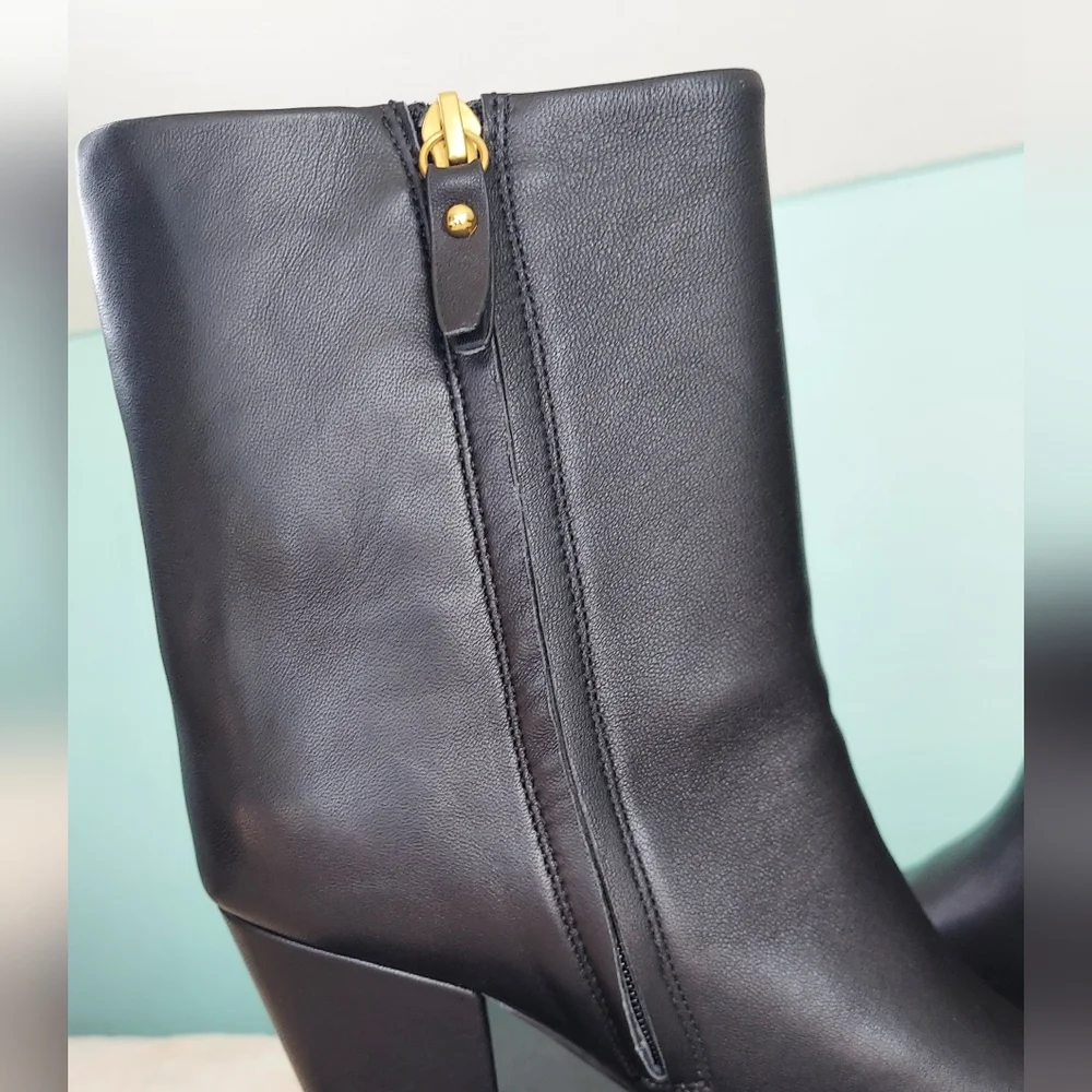 Rebecca Minkoff Black Ankle Boots with Gold Buckles - Picture 5 of 16